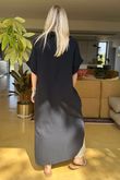 Made in Italy Paulo Pillow Cotton Shirt Dress Black